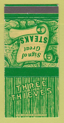 Matchbook Cover - Three Thieves Restaurant Colorado Springs 30 Strike