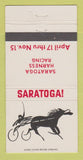 Matchbook Cover - Saratoga Springs Harness Horse Racing NY 30 Strike