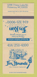 Matchbook Cover - Fox and Hounds Restaurant Hubertus WI 30 Strike