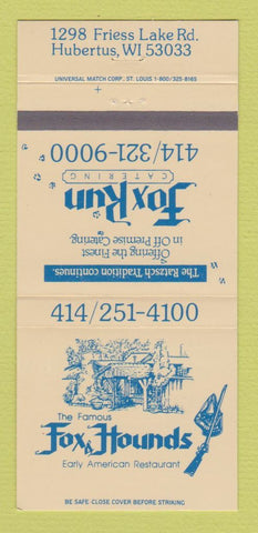 Matchbook Cover - Fox and Hounds Restaurant Hubertus WI 30 Strike