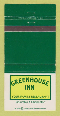 Matchbook Cover - Greenhouse Inn Columbia Charleston SC WEAR 30 Strike