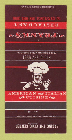 Matchbook Cover - Frank's Restaurant Hartford CT 30 Strike