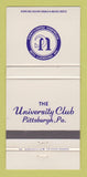 Matchbook Cover - University Club of Pittsburgh PA 30 Strike