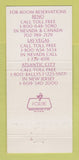 Matchbook Cover - Bally's Casino Reno NV Steak House 30 Strike