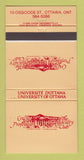 Matchbook Cover - University of Ottawa ON Faculty Club 30 Strike