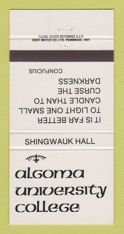 Matchbook Cover - Algoma University College Sault Ste Marie ON 30 Strike