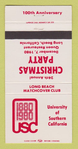 Matchbook Cover University of Southern California Los Angeles RMS 1980 30 Strike
