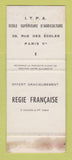 Matchbook Cover - Unit Itpa Paris France Agriculture SAMPLE WEAR