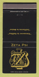 Matchbook Cover - Zeta Psi Fraternity New York City 30 Strike