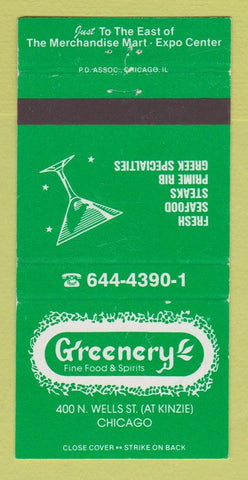 Matchbook Cover - Greenery Restaurant Chicago IL 30 Strike
