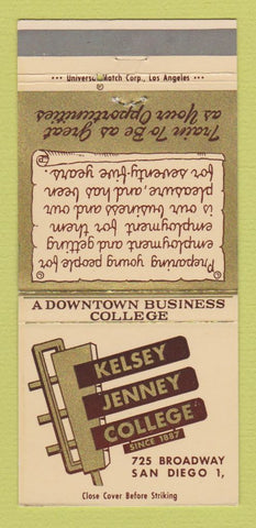 Matchbook Cover - Kelsey Jenney College San Diego CA 30 Strike