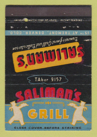 Matchbook Cover - Saliman's Grill Denver Colorado WEAR 40 Strike