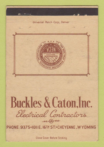 Matchbook Cover Buckles Caton Electrical Contractors Cheyenne WY WEAR 40 Strike