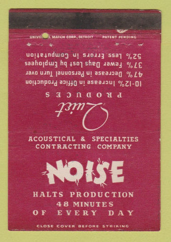 Matchbook Cover - Quiet Products Noise Absorption Toledo OH WEAR 40 Strike