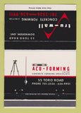 Matchbook Cover - Tru Wall Concrete Forming Downsview ON WEAR 40 Strike
