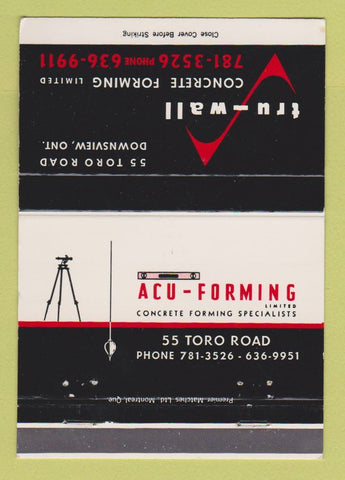 Matchbook Cover - Tru Wall Concrete Forming Downsview ON WEAR 40 Strike