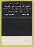 Matchbook Cover - Tru Wall Concrete Forming Downsview ON WEAR 40 Strike
