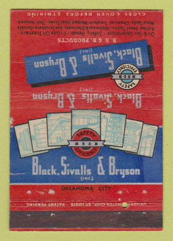 Matchbook Cover - Black Sivalls Bryson Oklahoma City OK oil industry 40 Strike