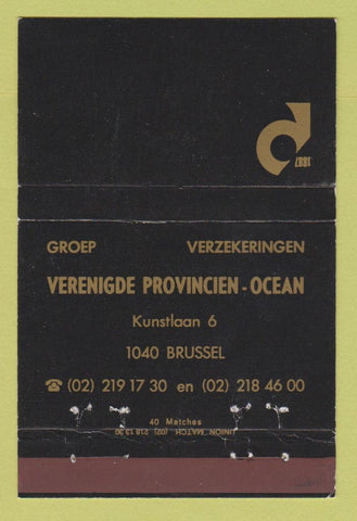 Matchbook Cover - Verenigde Provincien Ocean Brussels Belgium 40 Strike