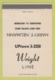 Matchbook Cover - Wright Line Harry F Neumann Milwaukee WI 40 Strike