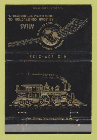 Matchbook Cover Atlas Railroad Construction West Bentleyville PA WEAR 40 Strike