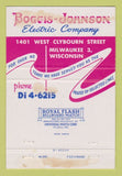 Matchbook Cover - Boggis Johnson Electric Milwaukee WI 40 Strike