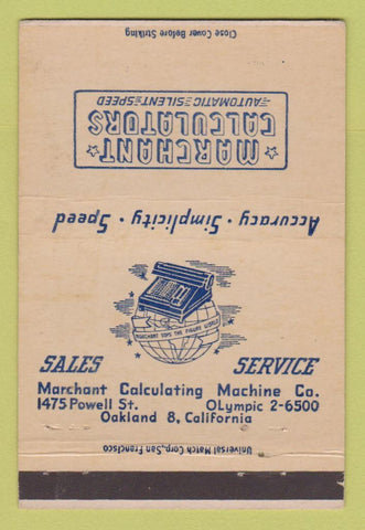 Matchbook Cover - Marchant Calculators Oakland CA 40 Strike