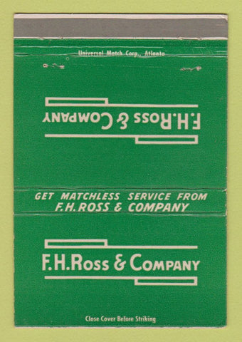 Matchbook Cover - FH Ross Company Charlotte NC Atlanta GA 40 Strike