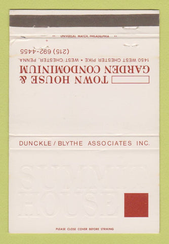 Matchbook Cover - Town House and Garden Condominium West Chester PA 40 Strike