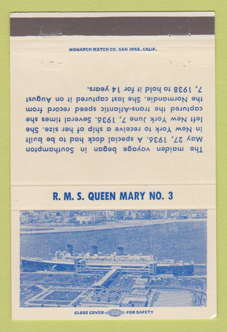 Matchbook Cover - RMS Queen Mary Long Beach CA #3 1972 40 Strike