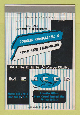 Matchbook Cover - Mercer Storage New York City 40 Strike