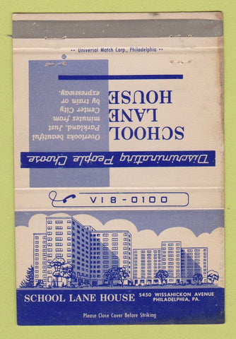 Matchbook Cover - School Lane House Philadelphia PA WEAR 40 Strike