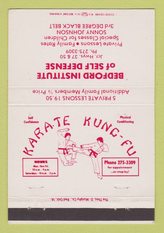 Matchbook Cover - Bedford Institute Self Defense Karate 40 Strike
