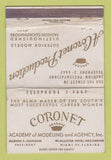 Matchbook Cover - Coronet Modeling Academy Miami FL WORN 40 Strike