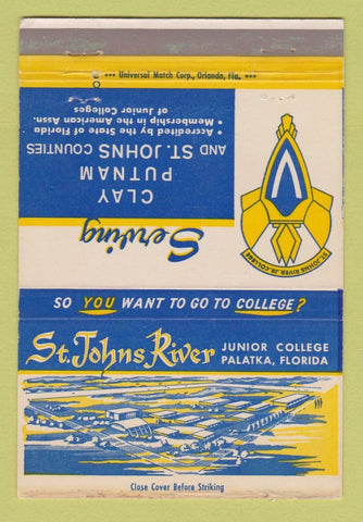 Matchbook Cover - St Johns River Junior College Palatka FL 40 Strike