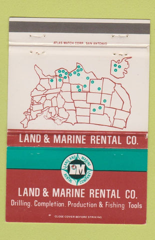 Matchbook Cover Land & Marine Rental Fishing Tools San Antonio TX WEAR 40 Strike