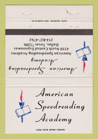Matchbook Cover - American Speedreading Academy Dallas TX 40 Strike