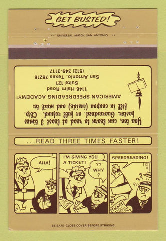 Matchbook Cover - American Speedreading Academy San Antonio TX 40 Strike
