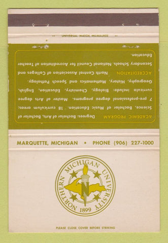 Matchbook Cover - Northern Michigan University Marquette MI 40 Strike