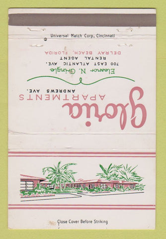 Matchbook Cover - Gloria Apartments Delray Beach FL WEAR 40 Strike