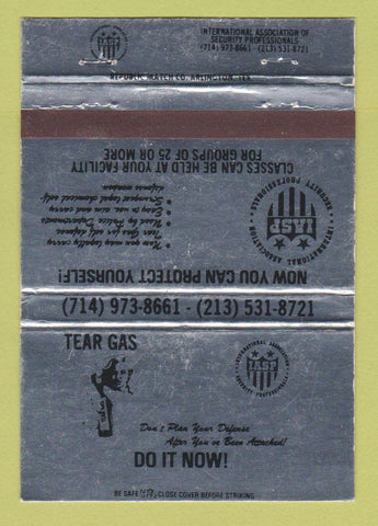 Matchbook Cover - Int Association Security Tear Gas Classes 40 Strike