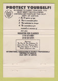 Matchbook Cover - Int Association Security Tear Gas Classes 40 Strike