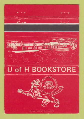 Matchbook Cover - University of Houston TX Book Store Cougars WEAR 40 Strike