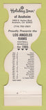 Matchbook Cover - Los Angeles Rams Football Holiday Inn Anaheim CA 1985