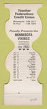Matchbook Cover - Minnesota Vikings Football Teachers Credit Minneapolis MN 1982