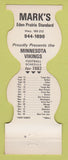 Matchbook Cover - Minnesota Vikings Football Mark's Eden Prairie MN 1982