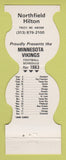 Matchbook Cover - Minnesota Vikings Football Northfield Hilton Troy MI 1983