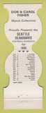 Matchbook Cover - Seattle Seahawks Football Fisher Match Collectors 1980