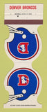 Matchbook Cover - Denver Broncos Football 4 Corral Springfield Colorado 1986