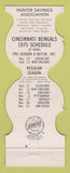 Matchbook Cover - Cincinnati Bengals Football Hunter Savings OH 1975